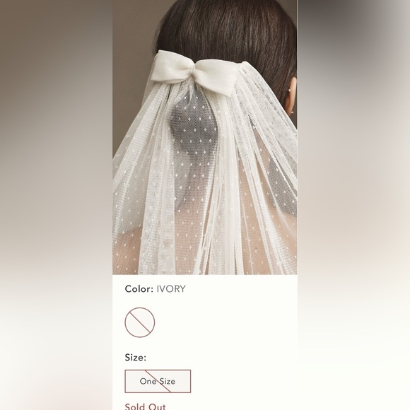 Anthropologie x BHLDN Mini Bow Dotted Tulle Veil NIP main image 7